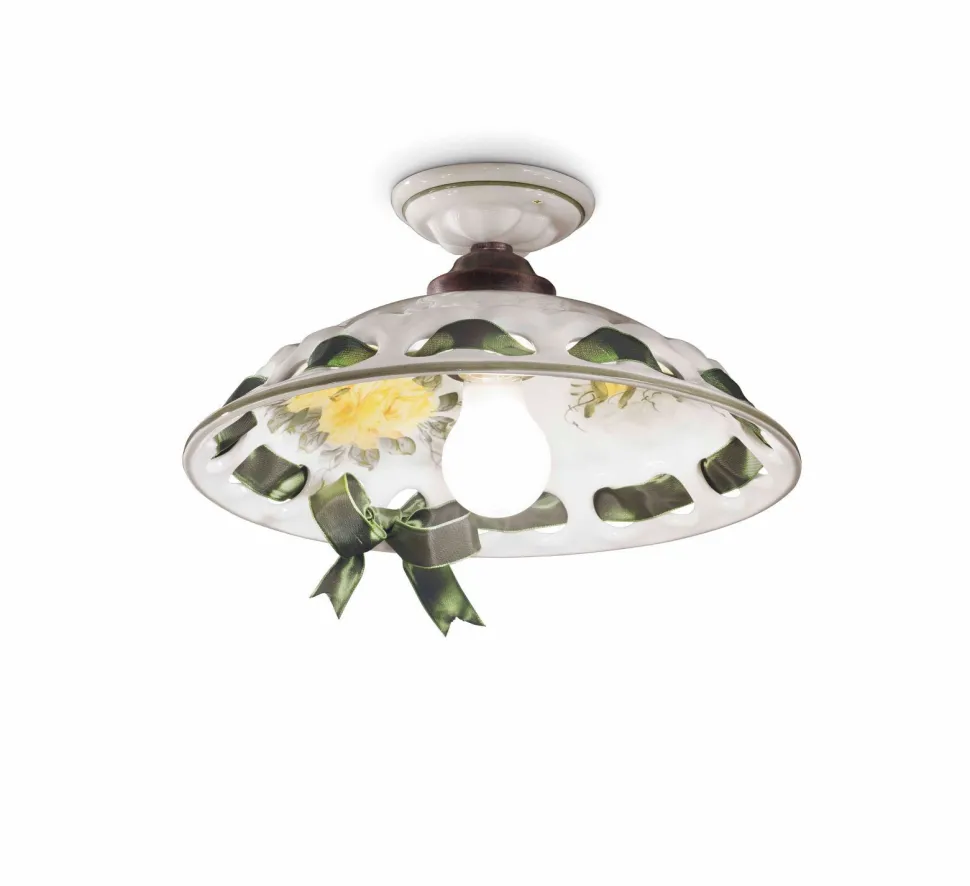 Deckenleuchte Handarbeit Keramik D: 33 cm E27 rund Landhaus