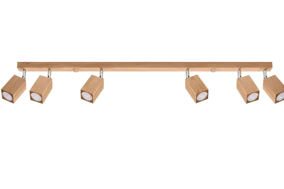 Deckenleuchte Holz 120 cm 6-flammig schwenkbar länglich