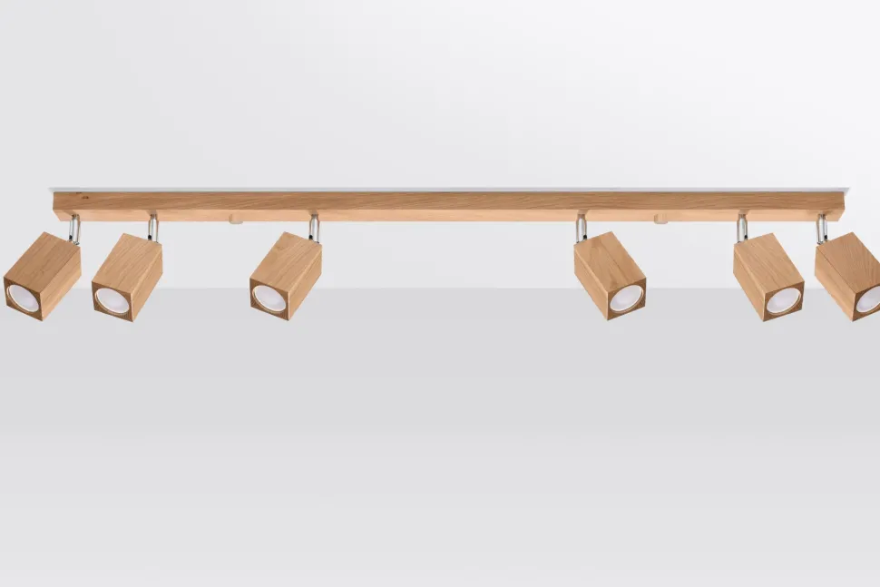 Deckenleuchte Holz 120 cm 6-flammig schwenkbar länglich