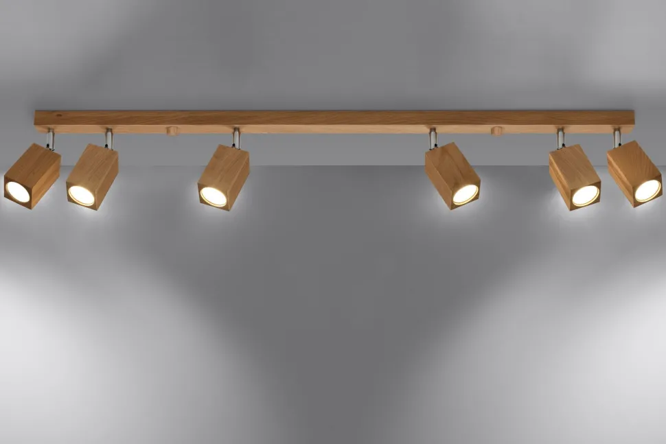 Deckenleuchte Holz 120 cm 6-flammig schwenkbar länglich