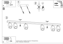 Deckenleuchte Holz 120 cm 6-flammig schwenkbar länglich