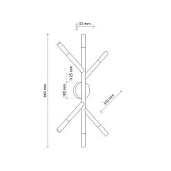 Deckenleuchte Holz Glas 66 cm lang in Kiefer Weiß 6x G9