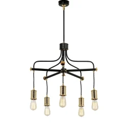 Deckenleuchte Industrie Design Schwarz Messing Metall