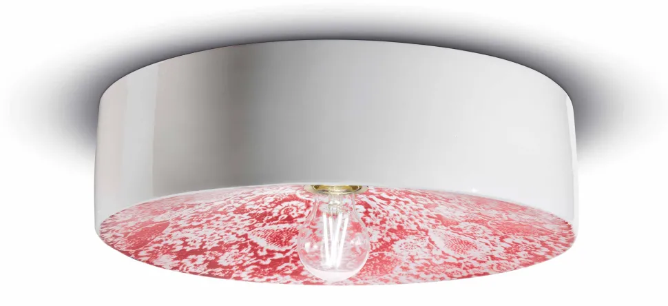 Deckenleuchte Keramik Ø 40 cm Weiß Rot E27 rund ENRICO
