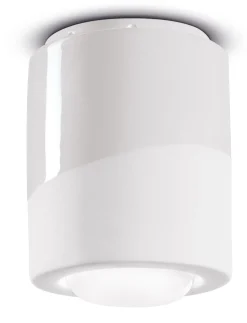 Deckenleuchte Keramik E27 D: 12,5 cm rund Aufputz Weiß