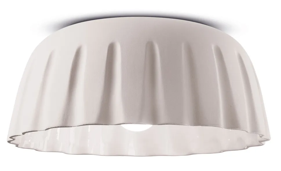 Deckenleuchte Keramik E27 rund D: 40 cm Weiß matt