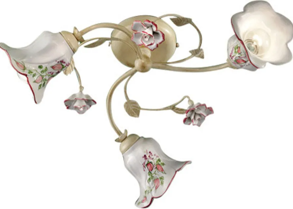 Deckenleuchte Keramik Metall E14 3-flammig Landhausstil