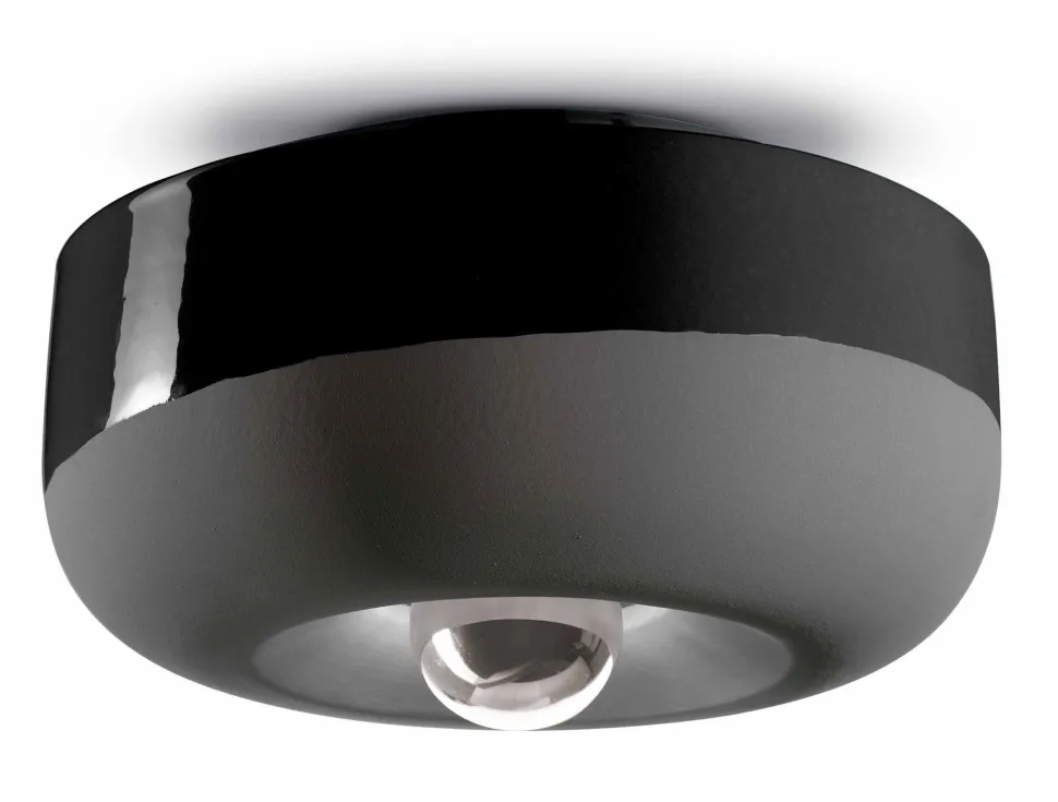 Deckenleuchte Keramik rund Ø 27 cm Schwarz E27 Retro