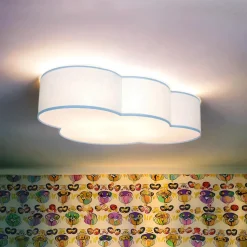 Deckenleuchte Kinderzimmer Blau Wolke Stoffschirm 4x E27