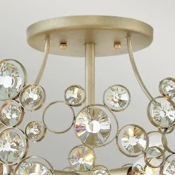 Deckenleuchte Kristall Metall in Blattsilber THYMI