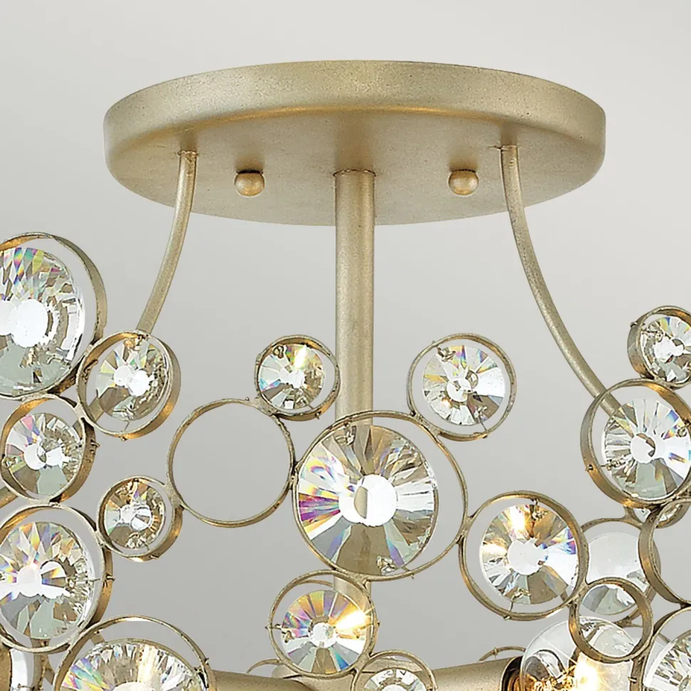 Deckenleuchte Kristall Metall in Blattsilber THYMI