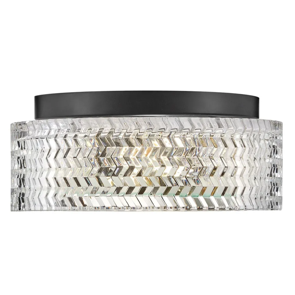 Deckenleuchte Kristall rund Ø 30,5 cm Schwarz E27 blendarm