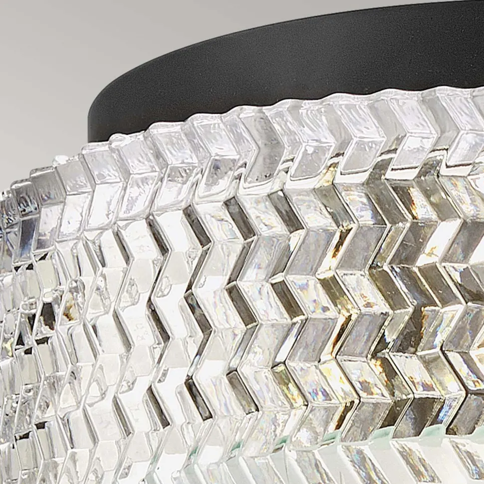 Deckenleuchte Kristall rund Ø 30,5 cm Schwarz E27 blendarm