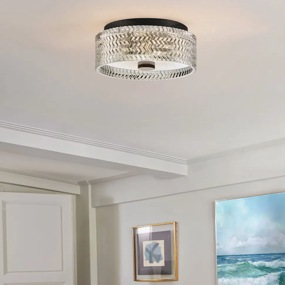 Deckenleuchte Kristall rund Ø 30,5 cm Schwarz E27 blendarm