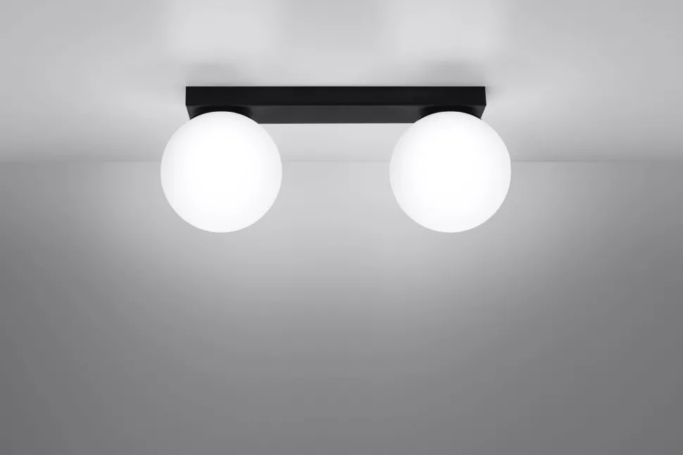 Deckenleuchte Kugel Schirme 2-flammig G9 Glas Metall