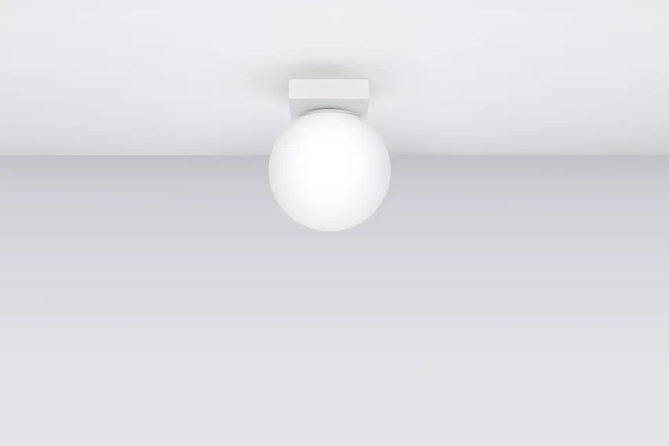 Deckenleuchte Kugelschirm Weiß Glas Metall Ø 12 cm G9