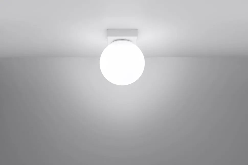 Deckenleuchte Kugelschirm Weiß Glas Metall Ø 12 cm G9