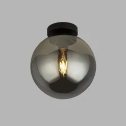 Deckenleuchte Kugelschirm Ø 25 cm Rauchglas Metall