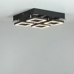 Deckenleuchte LED B: 25 cm Edelstahl in Schwarz Chrom 4200 K