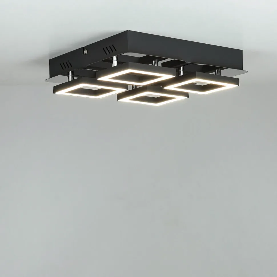 Deckenleuchte LED B: 25 cm Edelstahl in Schwarz Chrom 4200 K