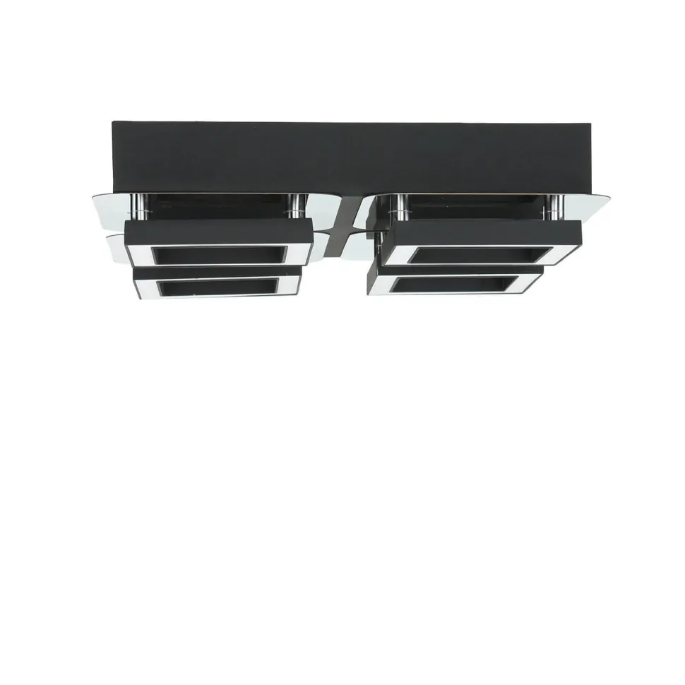 Deckenleuchte LED B: 25 cm Edelstahl in Schwarz Chrom 4200 K