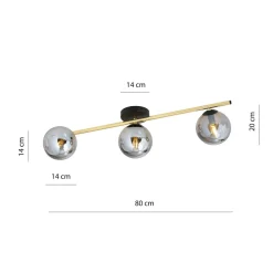 Deckenleuchte länglich 80 cm Glas Metall LUISELLA