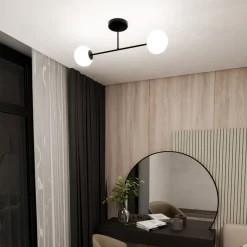 Deckenleuchte länglich 55 cm 2-flammig Glas Metall