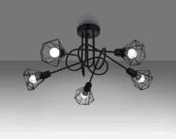 Deckenleuchte Metall 58 cm breit Drahtschirm Schwarz