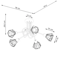 Deckenleuchte Metall 58 cm breit Drahtschirm Schwarz