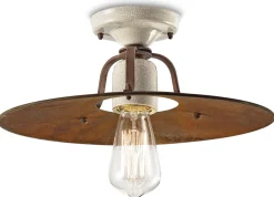 Deckenleuchte Metall D: 40 cm rund Creme Rostbraun E27