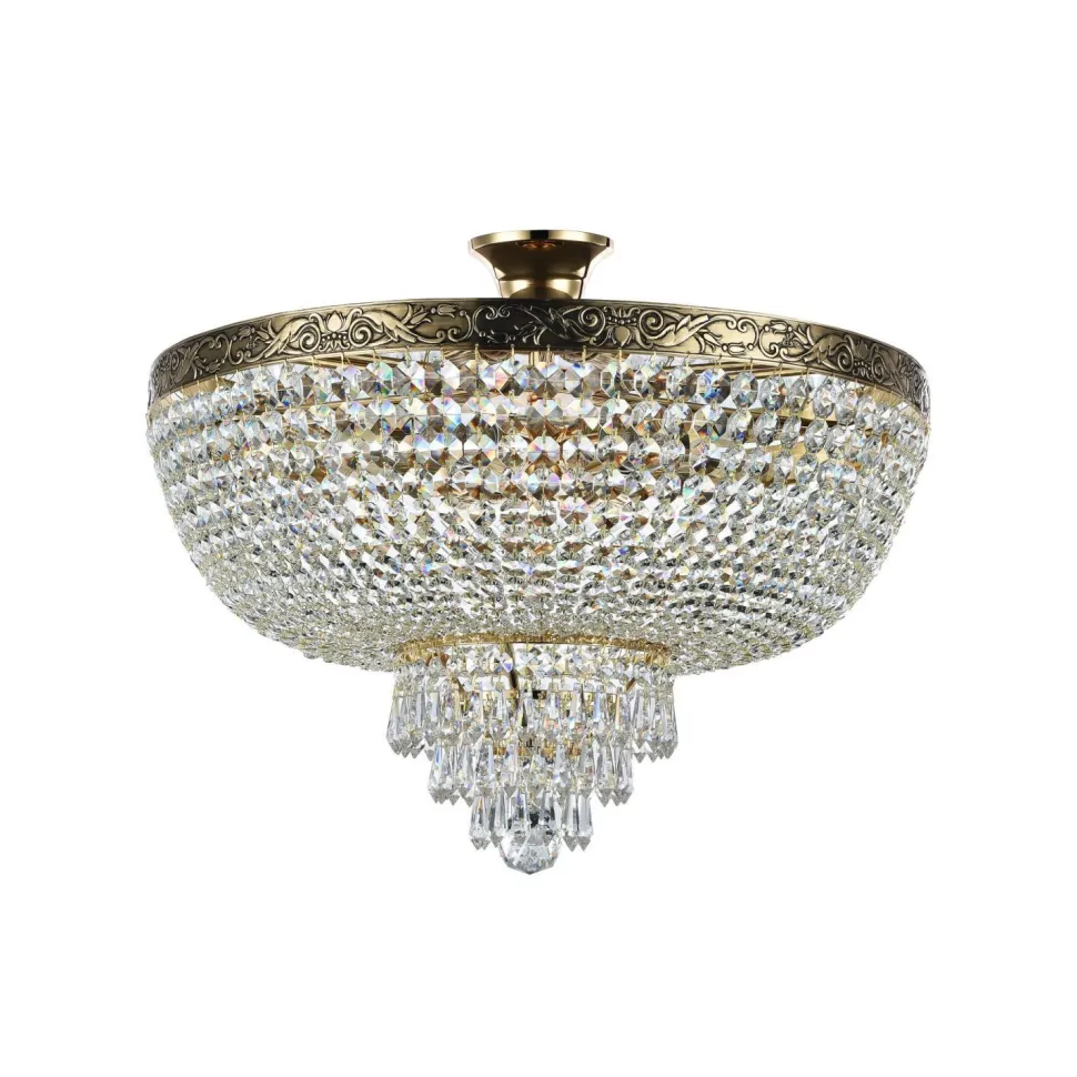 Deckenleuchte Metall D: 50 cm rund in Gold antik E27