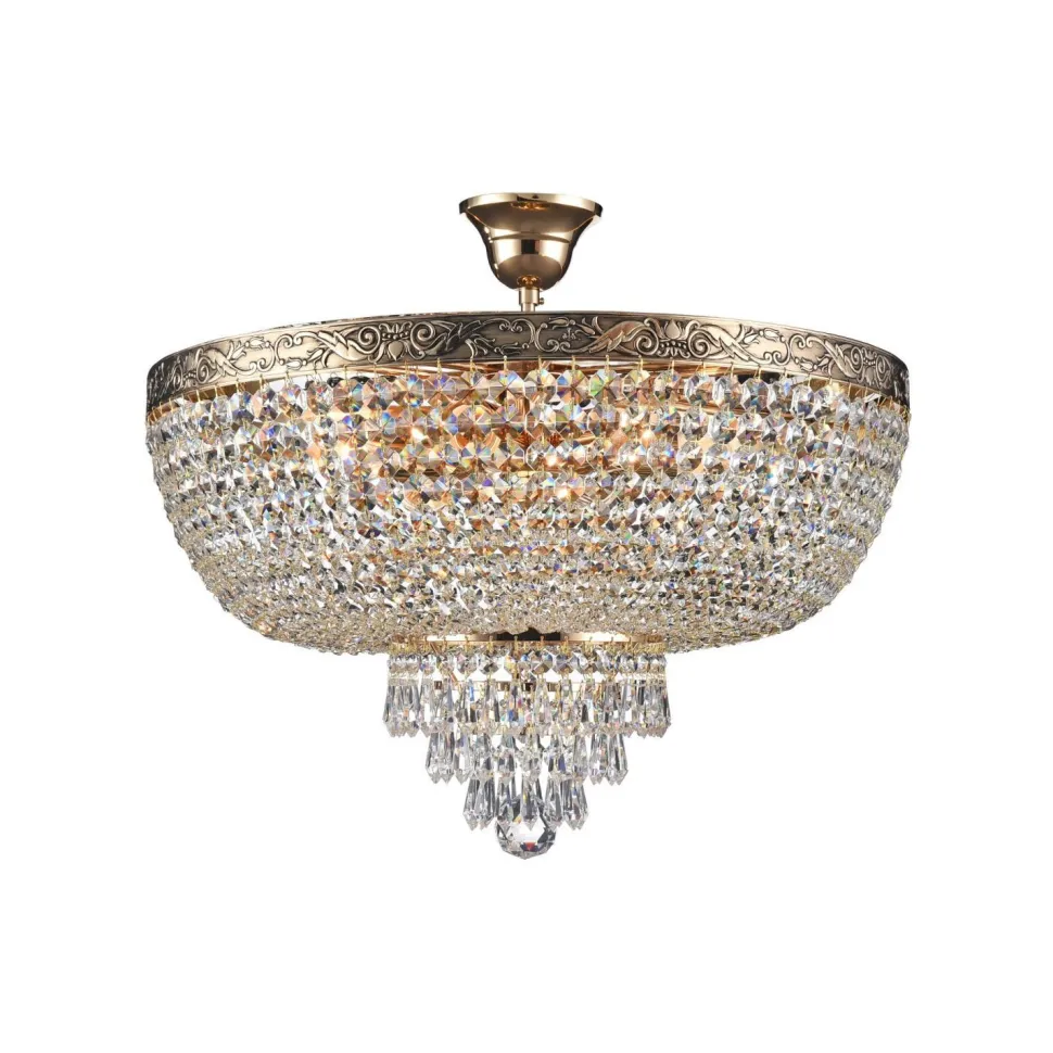 Deckenleuchte Metall D: 50 cm rund in Gold antik E27