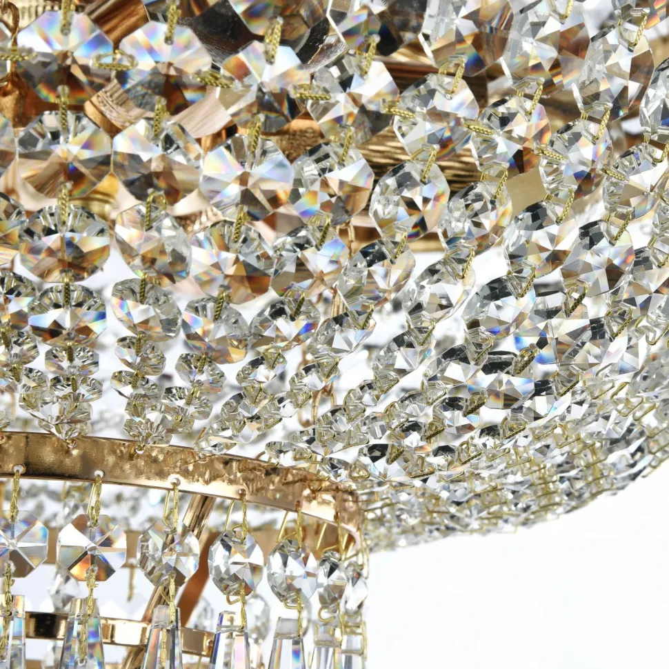 Deckenleuchte Metall D: 50 cm rund in Gold antik E27