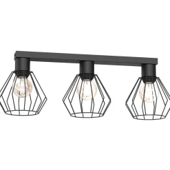 Deckenleuchte Metall Draht Schwarz L:63 cm E27 3-flmg