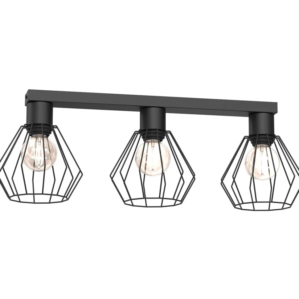 Deckenleuchte Metall Draht Schwarz L:63 cm E27 3-flmg