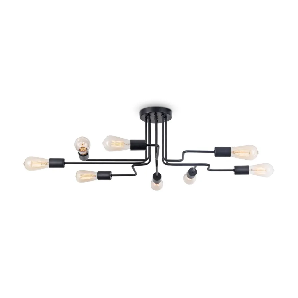 Deckenleuchte Metall E27 Schwarz Retro Design LENI