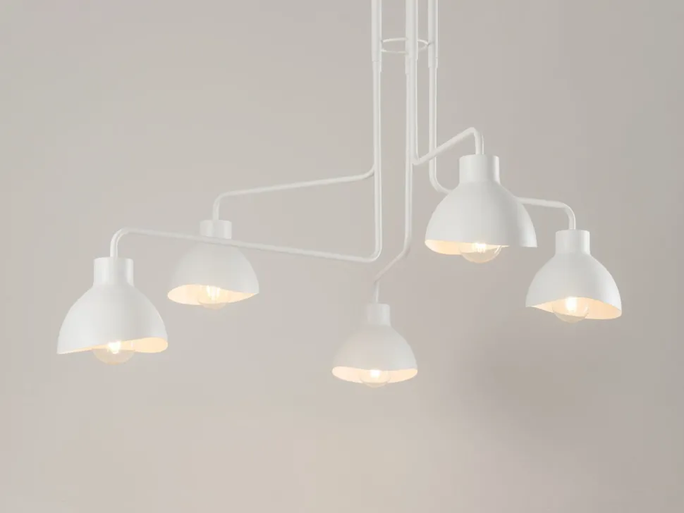 Deckenleuchte Metall E27 Weiß 5-flammig stylisch