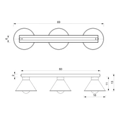Deckenleuchte Metall 3-flammig 70 cm lang Loft E27