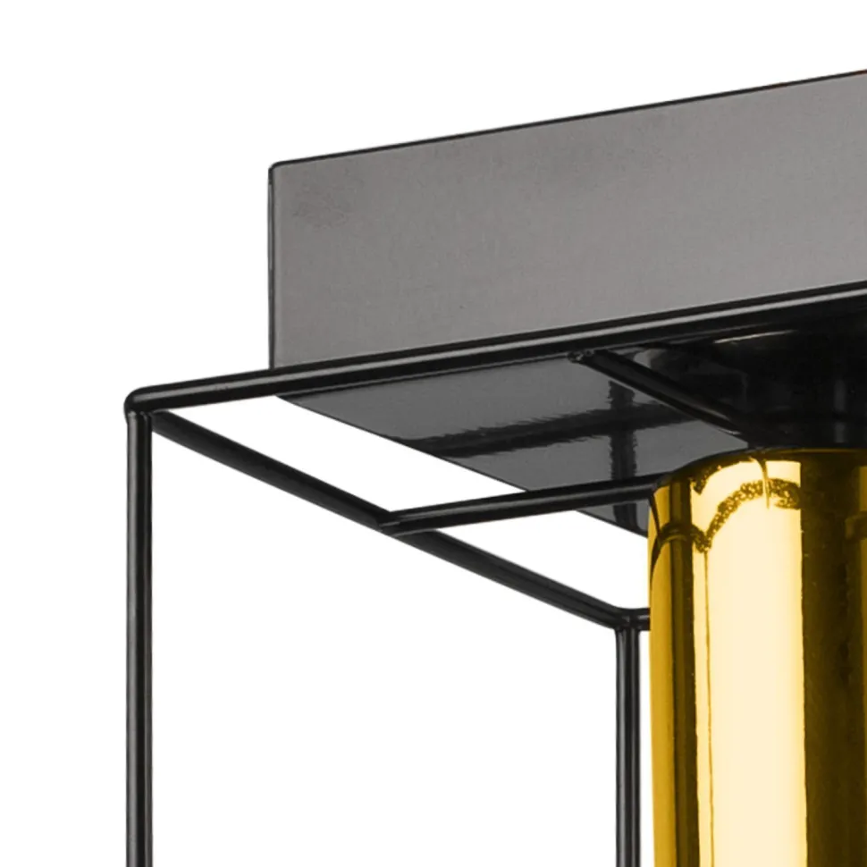 Deckenleuchte Metall 2-flammig E27 32 cm lang Schwarz Gold