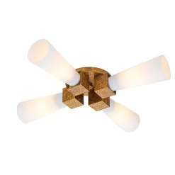 Deckenleuchte Metall Glas B: 66 cm in Gold Antik Weiß