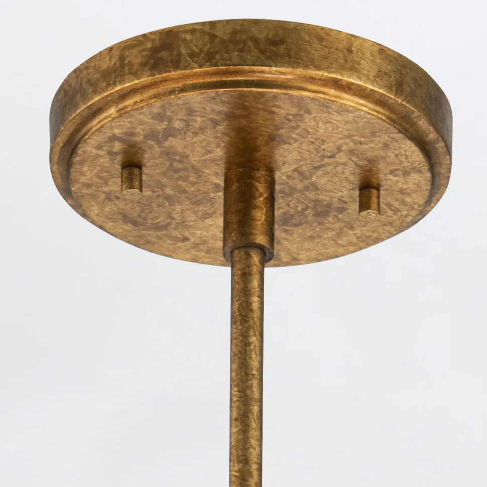 Deckenleuchte Metall Glas B: 66 cm in Gold Antik Weiß