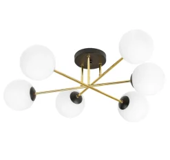 Deckenleuchte Metall Glas E14 in Schwarz Weiß Gold