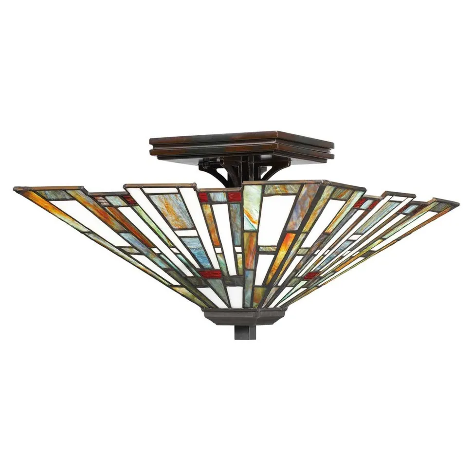 Deckenleuchte Metall Glas 36,7 cm breit Tiffany Stil 2x E27