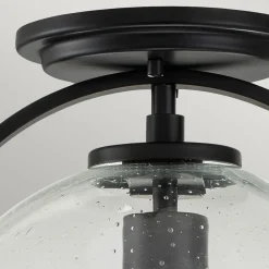 Deckenleuchte Metall Glas E27 rund Ø 28,2 cm Schwarz