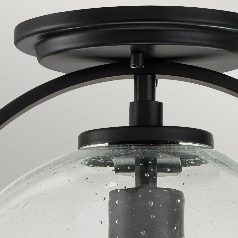 Deckenleuchte Metall Glas E27 rund Ø 28,2 cm Schwarz