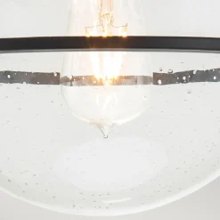 Deckenleuchte Metall Glas E27 rund Ø 28,2 cm Schwarz