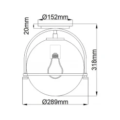 Deckenleuchte Metall Glas E27 rund Ø 28,2 cm Schwarz