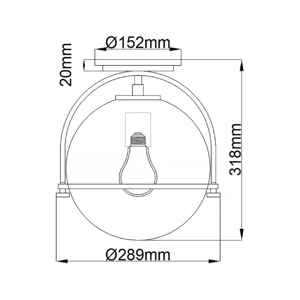Deckenleuchte Metall Glas E27 rund Ø 28,2 cm Schwarz