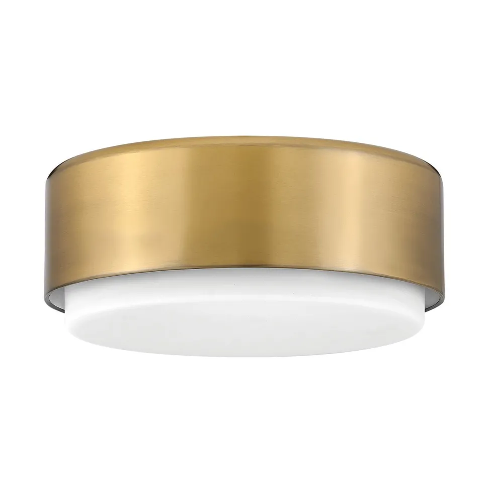 Deckenleuchte Metall Glas D: 30,5 cm rund 2x E27 Messing Weiß