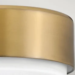 Deckenleuchte Metall Glas D: 30,5 cm rund 2x E27 Messing Weiß